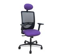 Silla Zulema sincro malla negra asiento bali lila brazos 2D ruedas 65mm cabecero