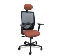 Silla Zulema sincro malla negra asiento bali marrón brazos 2D ruedas 65mm cabecero