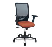 Silla Zulema sincro malla negra asiento bali marrón brazos 2D ruedas 65mm