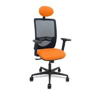 Silla Zulema sincro malla negra asiento bali naranja brazos 2D ruedas 65mm cabecero