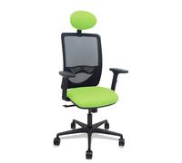 Silla Zulema sincro malla negra asiento bali pistacho brazos 2D ruedas 65mm cabecero