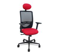 Silla Zulema sincro malla negra asiento bali rojo brazos 2D ruedas 65mm cabecero