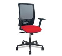 Silla Zulema sincro malla negra asiento bali rojo brazos 2D ruedas 65mm