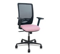 Silla Zulema sincro malla negra asiento bali rosa brazos 2D ruedas 65mm