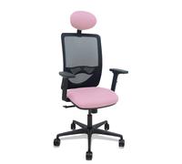 Silla Zulema sincro malla negra asiento bali rosa brazos 2D ruedas 65mm cabecero