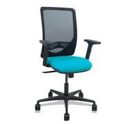 Silla Zulema sincro malla negra asiento bali turquesa brazos 2D ruedas 65mm