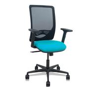 Silla Zulema sincro malla negra asiento bali turquesa brazos 2D ruedas 65mm