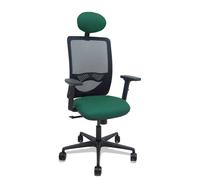 Silla Zulema sincro malla negra asiento bali verde botella brazos 2D ruedas 65mm cabecero