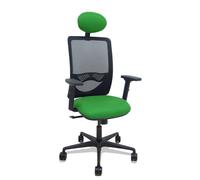 Silla Zulema sincro malla negra asiento bali verde brazos 2D ruedas 65mm cabecero