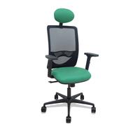 Silla Zulema sincro malla negra asiento bali verde esmeralda brazos 2D ruedas 65mm cabecero