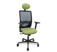 Silla Zulema sincro malla negra asiento bali verde oliva brazos 2D ruedas 65mm cabecero