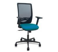 Silla Zulema sincro malla negra asiento bali verde petróleo brazos 2D ruedas 65mm