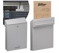 Sillar Buzón Exterior para Valla Doble Cara - Inserción Delantera y Recogida Trasera - Acero Galvanizado, 4 Llaves y Mirilla, 28,5x41 cm, Plata