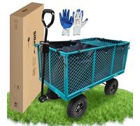 Sillar Carro Jardín/Playa 4 Ruedas 350 kg - Carro Plegable de Carga y Transporte, Laterales Abatibles, Wagon Multiusos para Camping, Carro Playa Ruedas Grandes, Carretilla Jardinería