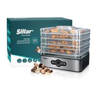 Sillar Deshidratador de Alimentos 240W, Desecadora de Fruta con 5 Bandejas Ajustables, Temperatura Regulable 35°-70°C y Temporizador 0-99h, para Verduras Carne Flores, sin BPA