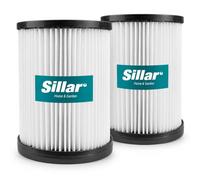 Sillar Filtros de aspiradora lavables, 2 unidades, Parkside PWD y PNTS | Cartuchos de poliéster con malla metálica y tapa, medidas de 16,5 x 14 cm y abertura de 9,9 cm para aspiradores de taller