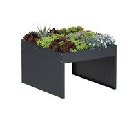 Sillar Garage para Robot cortacésped con macetero - Cobertura de Acero galvanizado Resistente a la Intemperie, protección Lluvia Viento UV, 70×60×42,2 cm, Exterior jardín, Antracita