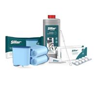 Sillar Kit de Cuidado Para Cafeteras | Accesorios para Baristas - 3x filtro AquaClean, 500ml Descalcificador, 20x Pastillas Descalcificadoras, Cepillo de Limpieza, Lubricante | Para Saeco Philips