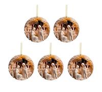 Sillas Adornos de Navidad de la Sagrada Familia, Colgante de espejos de Coche de Navidad | Colgante de figuras de la Sagrada Familia grabadas en Acrílico 2D | Decoración decorativa del árbol de