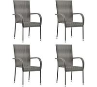 Sillas apilables exterior 4uds Gris Resina mimbre