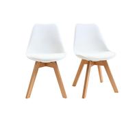 Sillas blancas con patas madera clara (lote de 2) PAULINE
