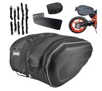 Sillas Bolsa de sillín de motocicleta, bolsa de almacenamiento extensible para motocicleta, de piel sintética, bolsa de equipaje de moto, impermeable, bolsa trasera de gran capacidad, 2 piezas
