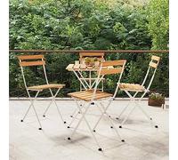 Sillas cafetería Plegables 4 uds Acero y Madera Maciza Acacia,Sillas de Bistró Plegables de Madera de Acacia para Jardín y Terraza Asientos de Patio
