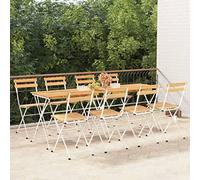 Sillas cafetería Plegables 8 uds Acero y Madera Maciza Acacia,Sillas de Jardín Plegables de Madera de Acacia Resistentes y Duraderas para Jardín y Terraza Asientos de Patio
