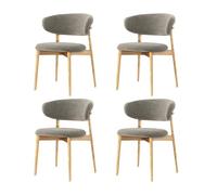 Sillas comedor madera, sillas cocina modernas tapizadas en tela, silla ocio sin brazos, silla comedor estilo rústico con reposapiés F,4PCS