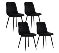 Sillas comedor Relaxdays, set 4, terciopelo, patas metal, 120 kg, negro | Salón y cocina, silla de cocina tapizada