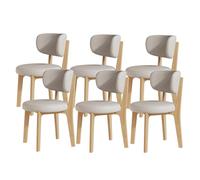 Sillas Comedor Tapizadas Madera Maciza Sillas Comedor Modernas Mediados Siglo Estructura Roble Gran Capacidad Carga Espuma Alta Densidad Adecuadas Para Restaurantes Y Hoteles Log + Beige White 6