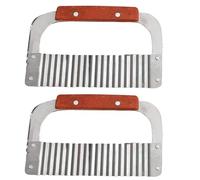 Sillas cortaarrugas para verduras, cortador de arrugas para patatas, corte ondulado de acero inoxidable resistente - Cortador de cocina con mango de madera, herramienta de corte francesa para