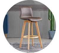 Sillas de bar giratorias de madera de caucho con respaldo tapizado y reposapiés, cómodos taburetes altos para encimera de cocina, comedor e isla