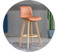 Sillas de bar giratorias de madera de caucho con respaldo tapizado y reposapiés, taburetes altos para encimera de cocina, comedor e isla, taburetes de bar elegantes y cómodos