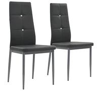 Sillas de Comedor 2 Unidades Cuero Sintético Gris Modernas Elegantes con Estructura de Madera y Patas de Acero para Sala Comedor Hogar Oficina