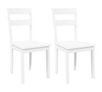 vidaXL Sillas de Comedor 2 Unidades Madera Maciza de Caucho Blanco, Silla de Comedor, Silla de Cocina, Asiento de Comedor, Silla