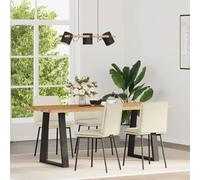 Sillas de Comedor 4 Unidades Terciopelo Crema, sillas tapizadas Elegantes para Comedor y Sala de Estar, Estructura Metal Madera Estable, Asiento Acolchado Confortable, soporta 110 kg