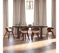 Sillas de Comedor 6 Unidades Set Moderno con Cuero Sintético Crema y Madera Curvada, Sillas Ergonómicas Elegantes para Cocina Comedor, Confortable y Fácil de Limpiar