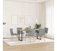 Sillas de Comedor 6 Unidades Tela Gris Claro, Conjunto de de Modernas con Estructura Metal y Madera, Tapizadas Cómodas para Comedor Sala Estar, Set de 6 Sillas Elegantes