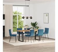 Sillas de Comedor 6 Unidades Terciopelo Azul - Set de Elegantes con Estructura Metal y Madera, Cómodas Sillas de Espuma para Comedor, Sala de Estar, Resistente hasta 110kg