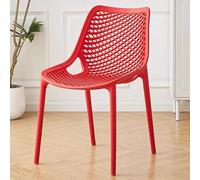 Sillas De Comedor Blancas Silla De Cocina Hueca con Respaldo Sillas Auxiliares De Plástico para Comedor Y Salón Silla Apilable Sin Brazos para Restaurante U Oficina(Rosso)