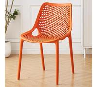 Sillas De Comedor Blancas Silla De Cocina Hueca con Respaldo Sillas Auxiliares De Plástico para Comedor Y Salón Silla Apilable Sin Brazos para Restaurante U Oficina(Orange)