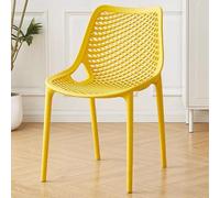 Sillas De Comedor Blancas Silla De Cocina Hueca con Respaldo Sillas Auxiliares De Plástico para Comedor Y Salón Silla Apilable Sin Brazos para Restaurante U Oficina(Yellow)