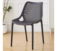 Sillas De Comedor Blancas Silla De Cocina Hueca con Respaldo Sillas Auxiliares De Plástico para Comedor Y Salón Silla Apilable Sin Brazos para Restaurante U Oficina(Nero)