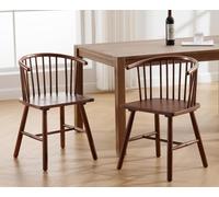 Sillas de comedor con brazos, construcción de madera maciza, estilo rústico y moderno de mediados de siglo, juego de 8 para comedor o cocina