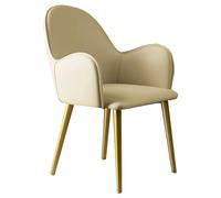 Sillas De Comedor con Brazos Sillón De Cuero con Patas De Metal Silla Tapizada para Reuniones Y Visitas Silla Moderna para Dormitorio, Salón U Oficina(Beige,Gold Legs)