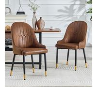 Sillas de Comedor con Tela Tecnológica, Cocina y Café, Marrón, Set de 2