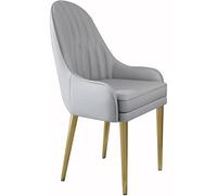 Sillas de comedor de cuero de microfibra para cocina, sillas de comedor, sillas de mostrador, sillas de comedor resistentes de acero al carbono (gris clar