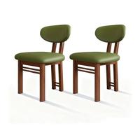 Sillas de Comedor de Cuero, Juego de 2 Sillas de Comedor Modernas de Madera, Estilo Mid Century Modern, Respaldo Curvo Resistente a Rayaduras para Restaurantes, Dormitorios y Salas Green Walnut legs