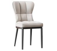 Sillas De Comedor De Cuero Silla De Acento Blanco Silla Sin Brazos De Respaldo De Café Tapizado De Cuero Moderno con Cojín Cómodo para Oficina, Dormitorio, Cocina(Light Gray,B)